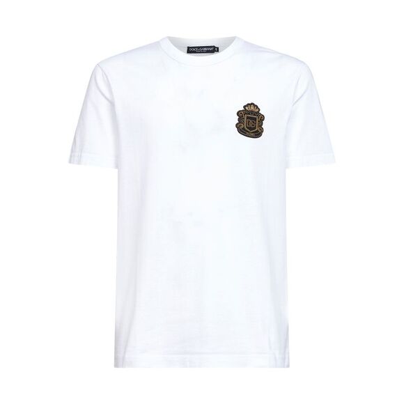Dolce & Gabbana Men White Cotton Heraldic Patch T-Shirt